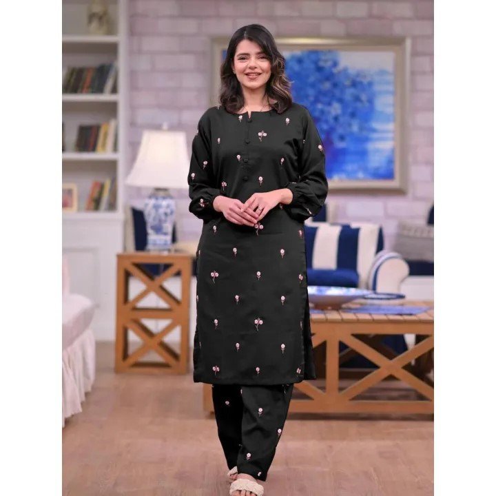 STITCHED 2 piece DRESS FA- 220 Black
