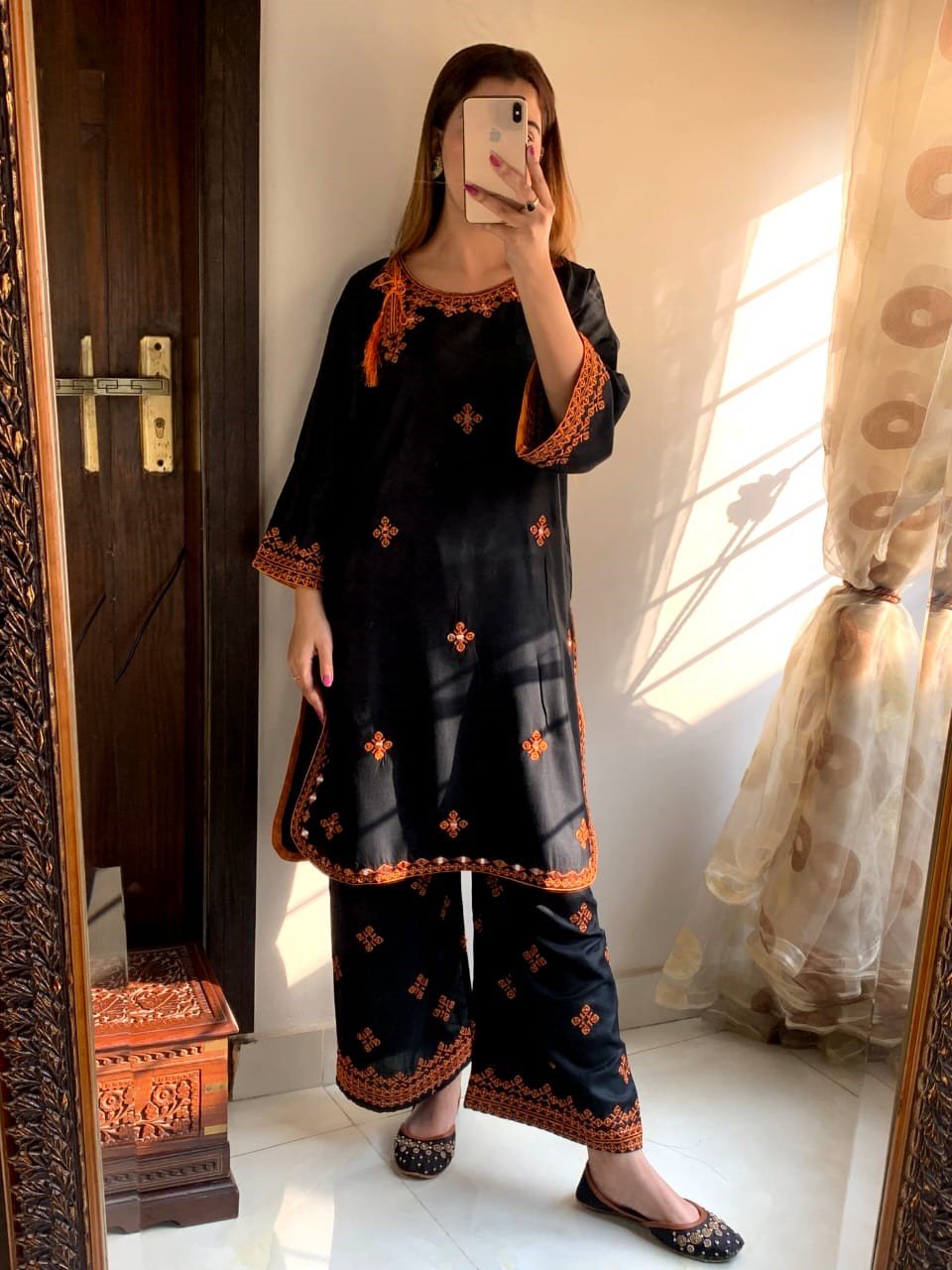 STITCHED 2 piece DRESS FA- 228 Black