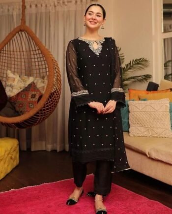 STITCHED 3 piece DRESS FA-223 Black