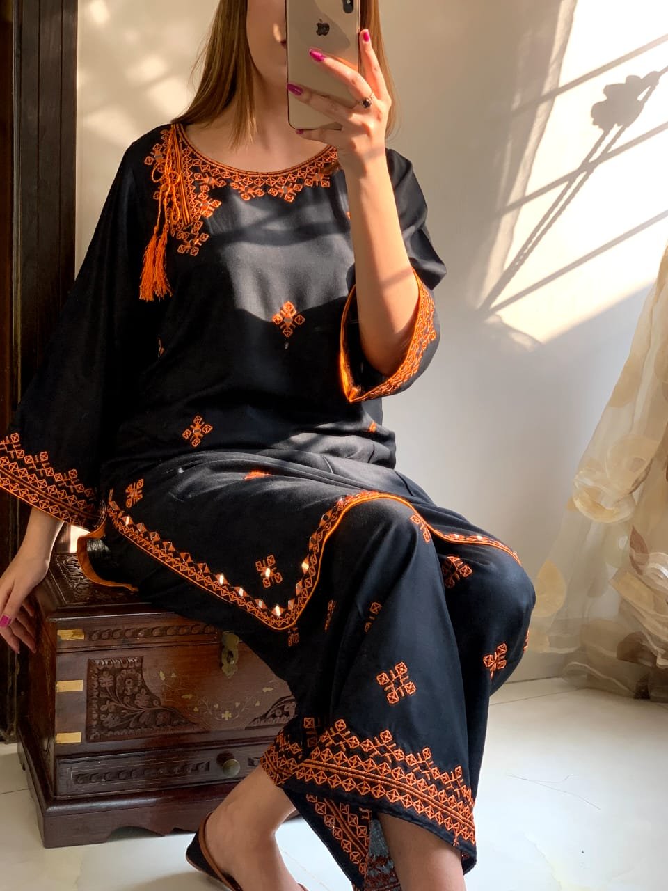 STITCHED 2 piece DRESS FA- 228 Black